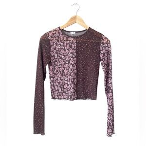 Garage Floral Long Sleeve Sheer Top
